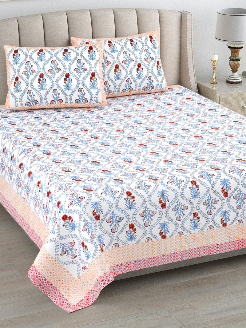 Ethnic Motifs Print Pure Cotton King Bedsheet with 2 Pillow Covers