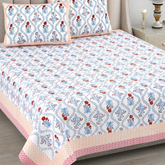 Ethnic Motifs Print Pure Cotton King Bedsheet with 2 Pillow Covers