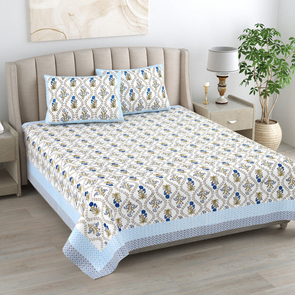 Kalakriti Tropical Tehzeeb Pure Cotton Double Bedsheet with 2 Pillow Covers