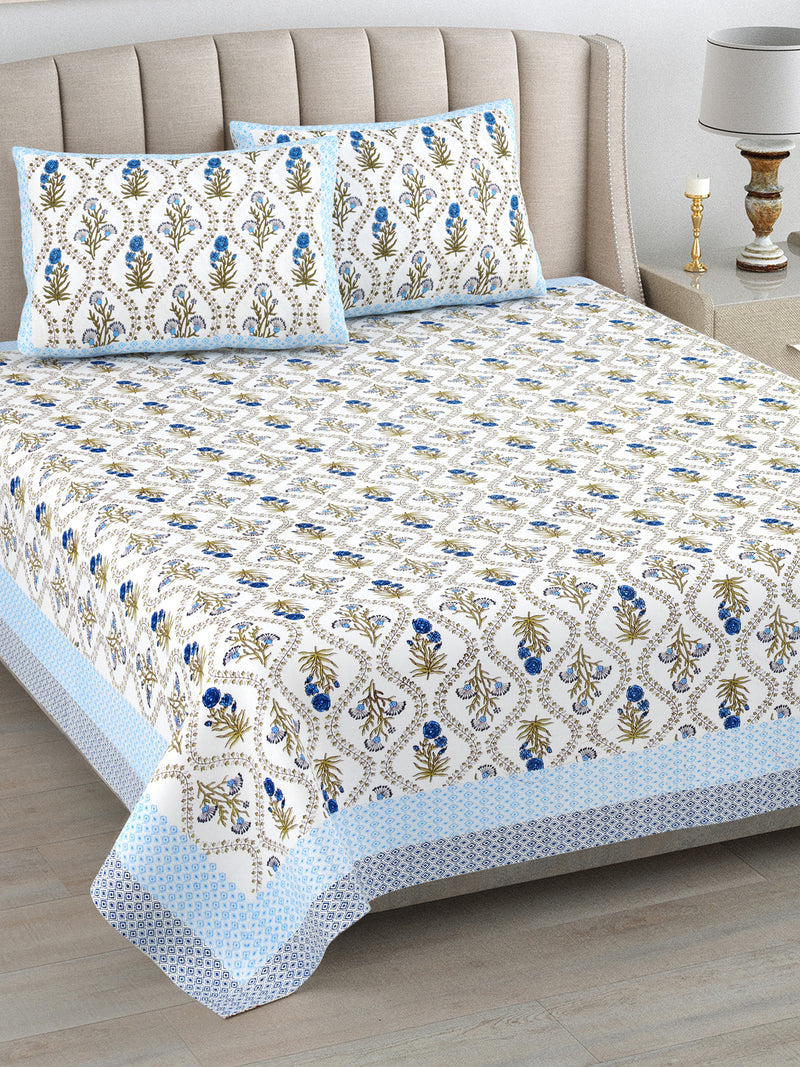 Kalakriti Tropical Tehzeeb Pure Cotton Double Bedsheet with 2 Pillow Covers
