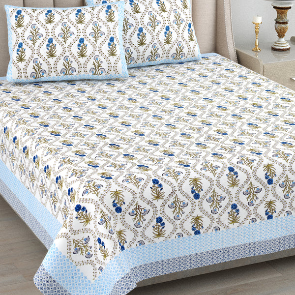 Kalakriti Tropical Tehzeeb Pure Cotton Double Bedsheet with 2 Pillow Covers