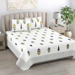 Kalakriti Sunleaf Whisper Pure Cotton  Bedsheet with 2 Pillow Covers