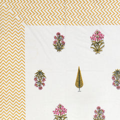 Kalakriti Mustard Mirage Pure Cotton Double Bedsheet with 2 Pillow Covers