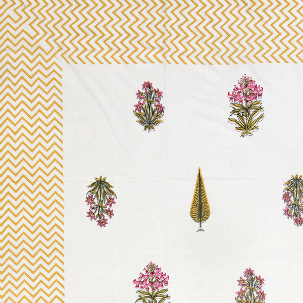 Kalakriti Mustard Mirage Pure Cotton Double Bedsheet with 2 Pillow Covers