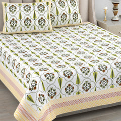 Kalakriti Pure Cotton Double Bedsheet with 2 Pillow cover
