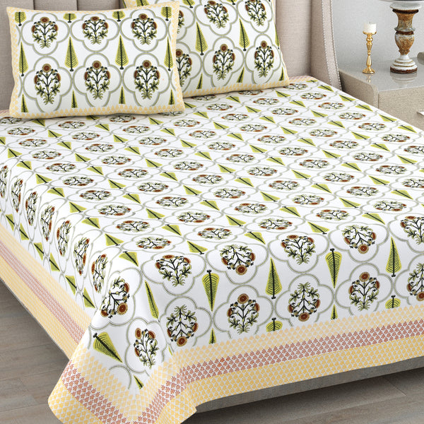 Kalakriti Pure Cotton Double Bedsheet with 2 Pillow cover