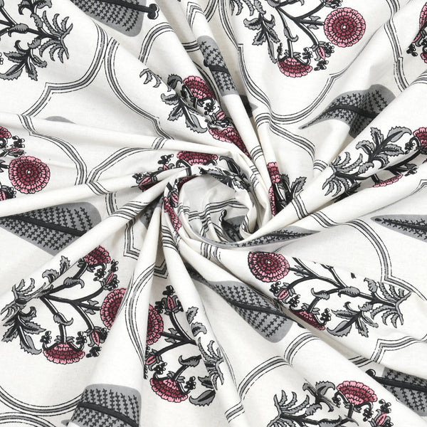 Kalakarti Jaipuri Printted 100% Cotton Bedsheet With 2 Plow Covers