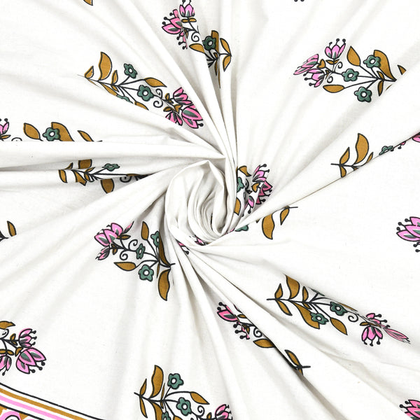 Kalakriti Mogra Mehfil Pure Cotton Double Bedsheet with 2 Pillow Covers