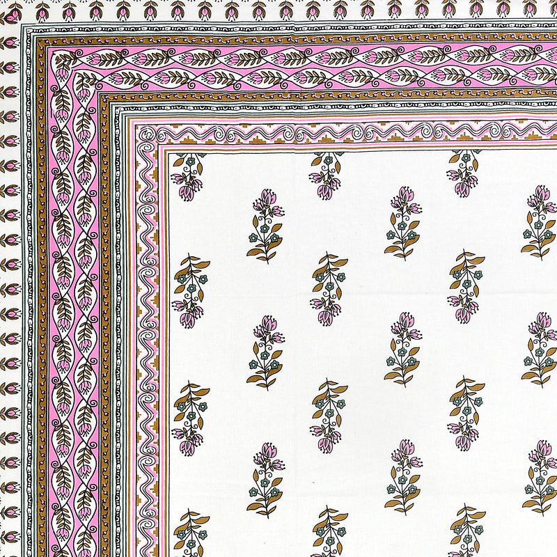 Kalakriti Mogra Mehfil Pure Cotton Double Bedsheet with 2 Pillow Covers