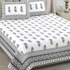 Kalakriti Phoolwari Blush Pure Cotton Bedsheet With 2 Plow Covers