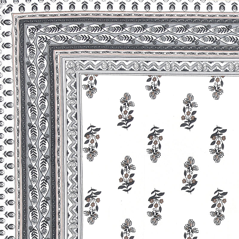 Kalakriti Phoolwari Blush Pure Cotton Bedsheet With 2 Plow Covers