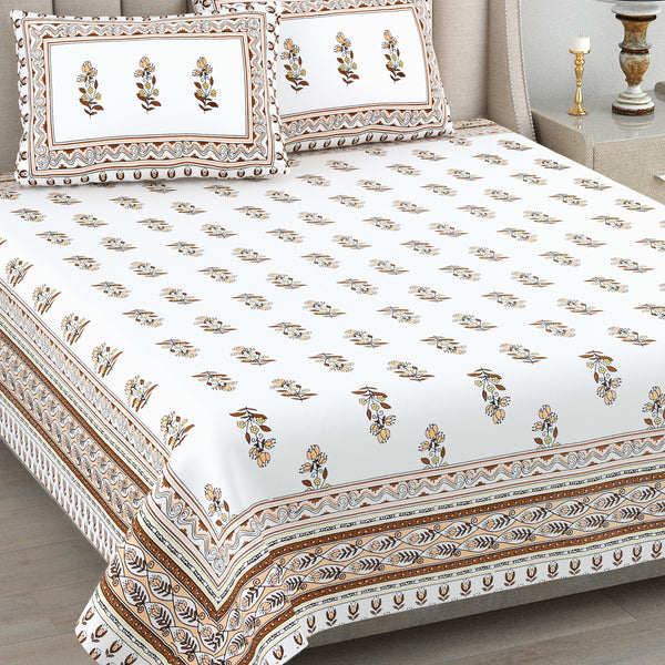 Kalakriti Mogra Mehfil Pure Cotton  Bedsheet with 2 Pillow Covers.