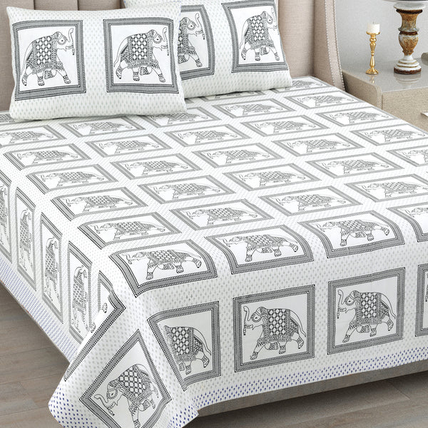 Kalakriti Mughal Caravan Pure Cotton Bedsheet with two pillow covers.