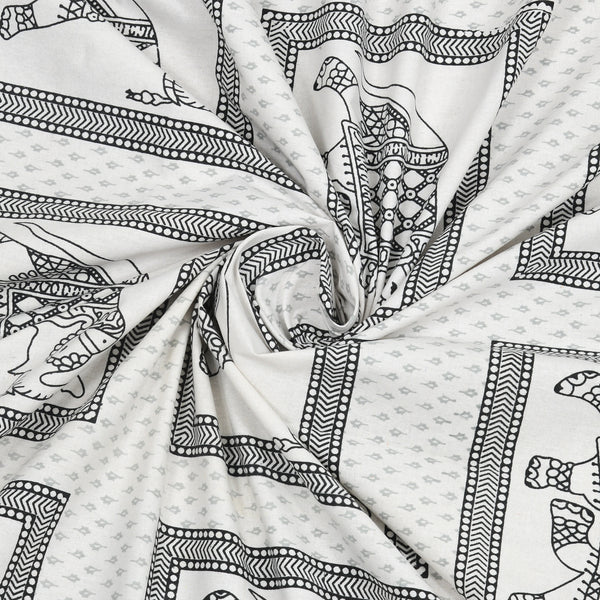 Kalakriti Mughal Caravan Pure Cotton Bedsheet with two pillow covers.