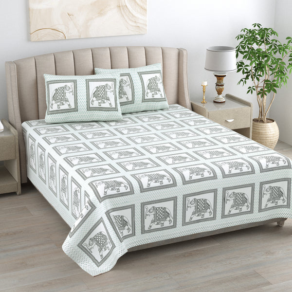 Kalakriti Mughal Caravan Pure Cotton  Bedsheet With 2 Plow Covers
