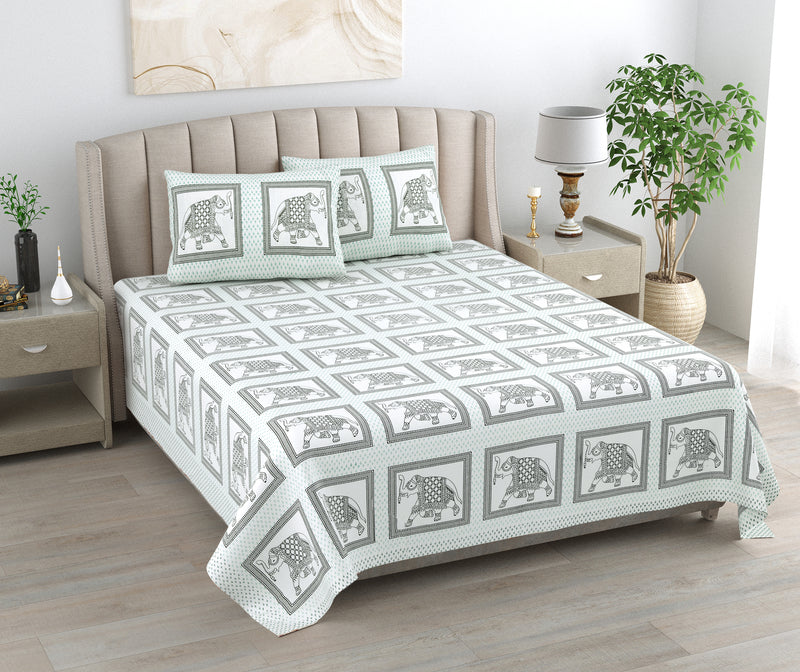 Kalakriti Mughal Caravan Pure Cotton  Bedsheet With 2 Plow Covers