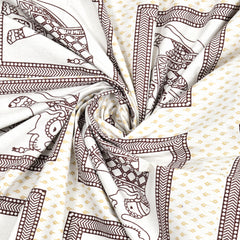 Kalakriti Mughal Caravan Pure Cotton Bedsheet with 2 Pillow Covers.