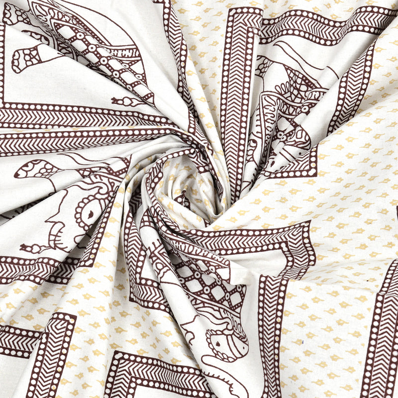 Kalakriti Mughal Caravan Pure Cotton Bedsheet with 2 Pillow Covers.