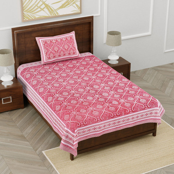 Keziah Floral Printed Bedsheet - Maroon - EasyGoods India