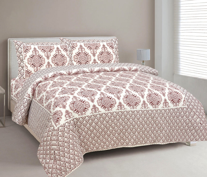 VIRAT DESIGN  Printed Cotton Bedsheet With 2 Pillow Cover