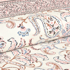 Jaipuri Pure Cotton Bedsheet with a Sanganeri print and two matching pillow covers.