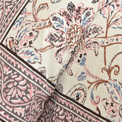Jaipuri Pure Cotton Bedsheet with a Sanganeri print and two matching pillow covers.