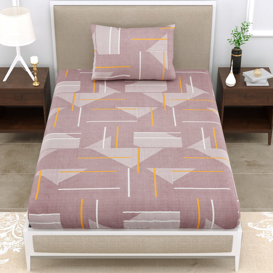 SuperSoft Merino Floral Bedsheet For Singe Bed Size With 1 Pillow Cover | 60 "x 90" | Fade Brown