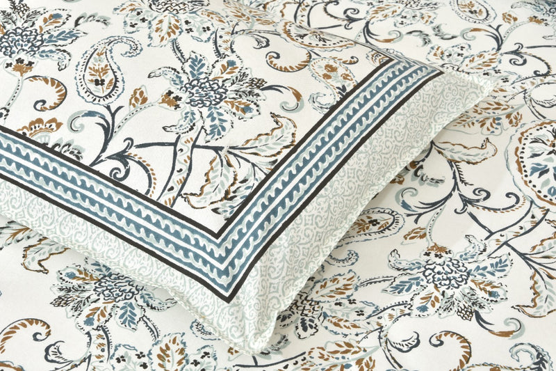 Jaipuri Floral Print Bedsheet With Two Pillow Covers.