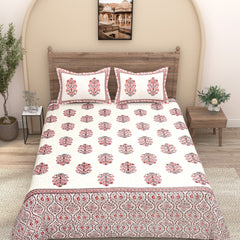 EasyGoods® 240 TC Pure Cotton Bedsheet for Double Bed, King & Queen Size Bed, Jaipuri Rajasthani Design with 2 Pillow Covers, Extra Soft & Wrinkle Free, 90 x 103 inches, Pink