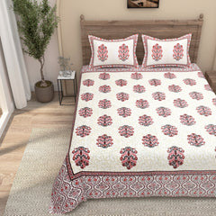EasyGoods® 240 TC Pure Cotton Bedsheet for Double Bed, King & Queen Size Bed, Jaipuri Rajasthani Design with 2 Pillow Covers, Extra Soft & Wrinkle Free, 90 x 103 inches, Pink