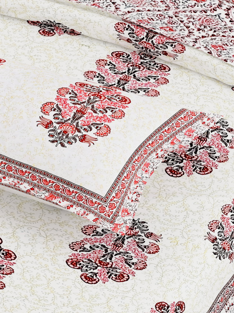 EasyGoods® 240 TC Pure Cotton Bedsheet for Double Bed, King & Queen Size Bed, Jaipuri Rajasthani Design with 2 Pillow Covers, Extra Soft & Wrinkle Free, 90 x 103 inches, Pink