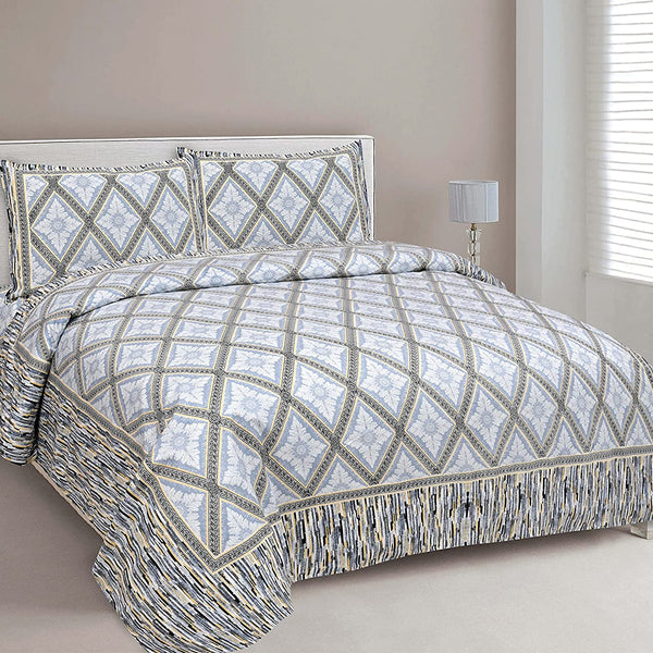EasyGoods® Elegant Grey Jaipuri Cotton Bedsheet with 2 Pillow Covers - Elegant & Durable - EasyGoods India
