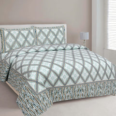 EasyGoods® Elegant Green Jaipuri Cotton Bedsheet with 2 Pillow Covers - Elegant & Durable - EasyGoods India