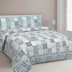 EasyGoods® Abstract Blue Jaipuri Cotton Bedsheet with 2 Pillow Covers - Elegant & Durable - EasyGoods India