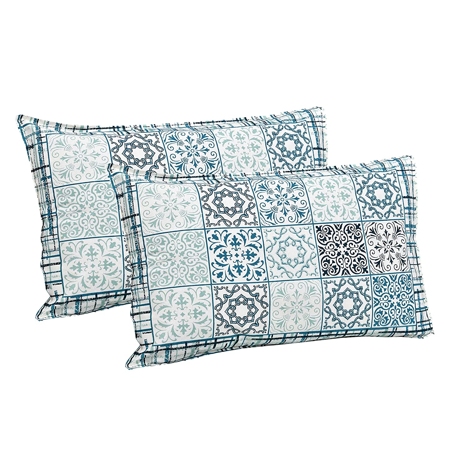 EasyGoods® Abstract Blue Jaipuri Cotton Bedsheet with 2 Pillow Covers - Elegant & Durable - EasyGoods India