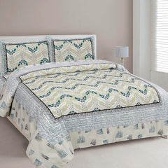 EasyGoods® Lifly Green Jaipuri Cotton Bedsheet with 2 Pillow Covers - Elegant & Durable - EasyGoods India