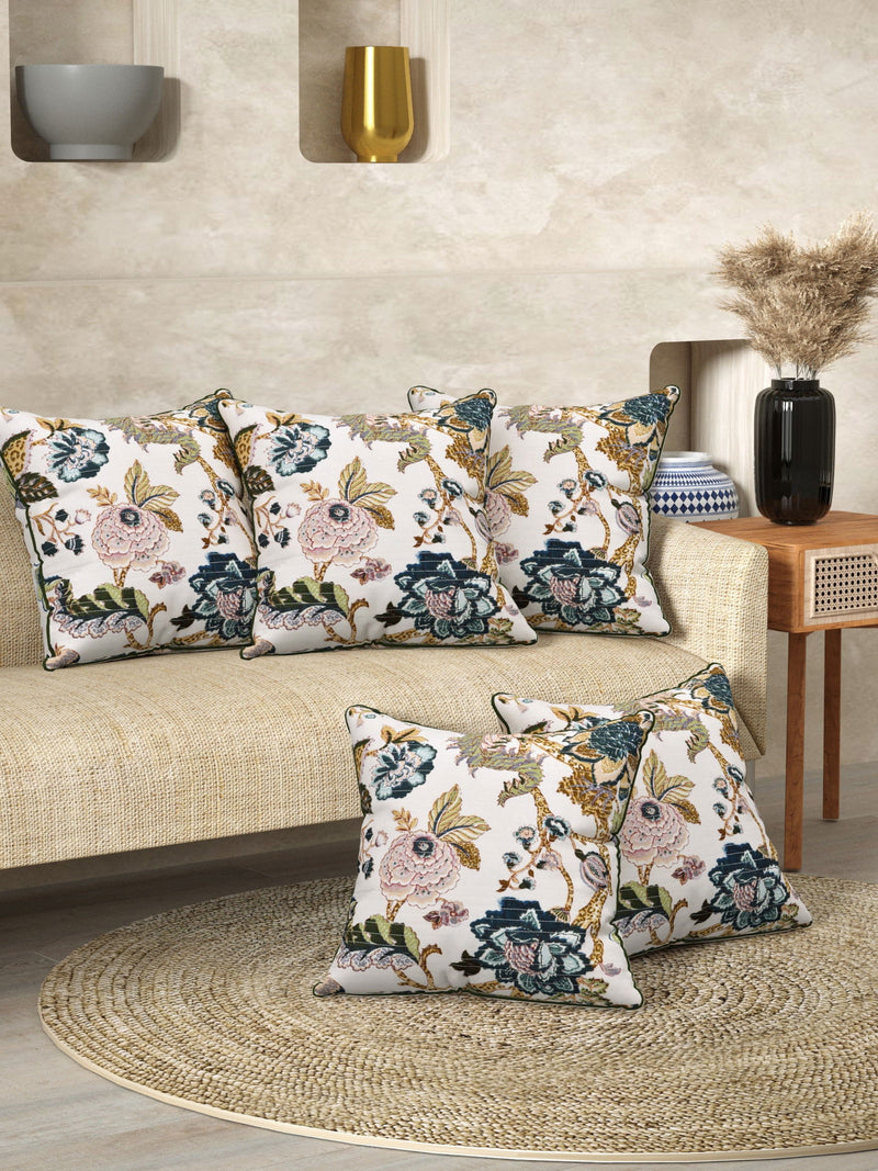 Purple Cream Anokhi Cotton Cushion Covers - 16x16 Inches - EasyGoods India