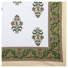 Sanganeri Hand Block Printed  Cotton Bedsheet with 2 Pillow Covers.