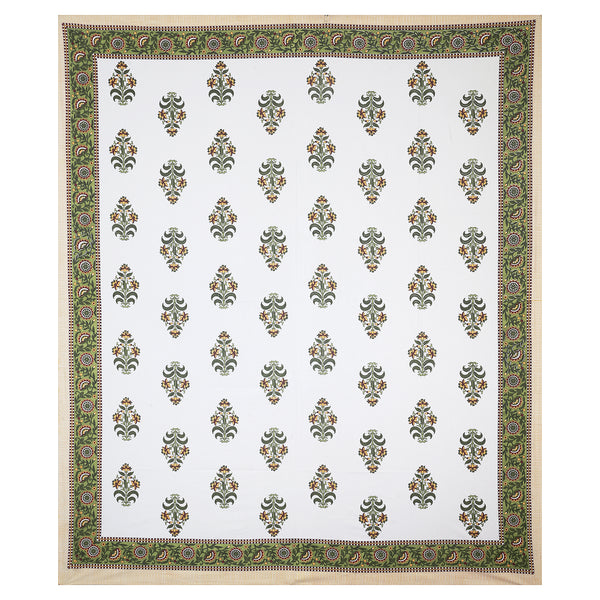 Sanganeri Hand Block Printed  Cotton Bedsheet with 2 Pillow Covers.