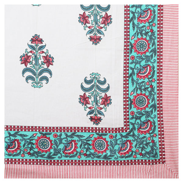 Sanganeri Hand Block Printed  Cotton Bedsheet with 2 Pillow Covers.
