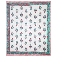 Sanganeri Hand Block Printed  Cotton Bedsheet with 2 Pillow Covers.