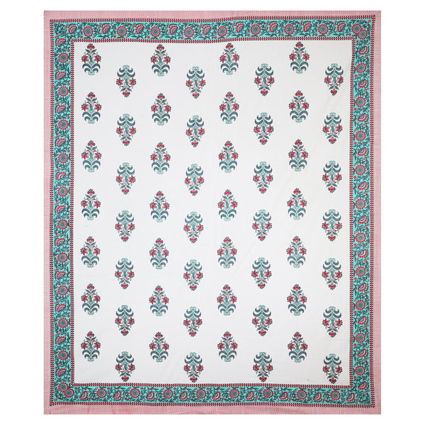 Sanganeri Hand Block Printed  Cotton Bedsheet with 2 Pillow Covers.