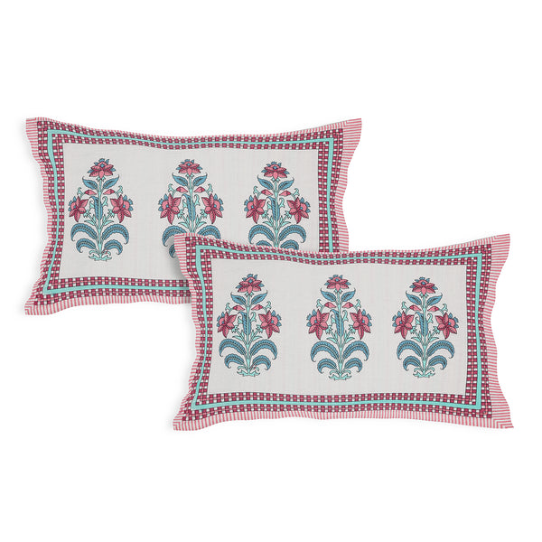 Sanganeri Hand Block Printed  Cotton Bedsheet with 2 Pillow Covers.