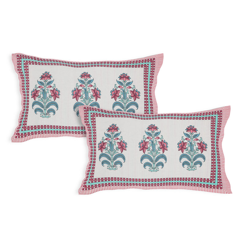Sanganeri Hand Block Printed  Cotton Bedsheet with 2 Pillow Covers.