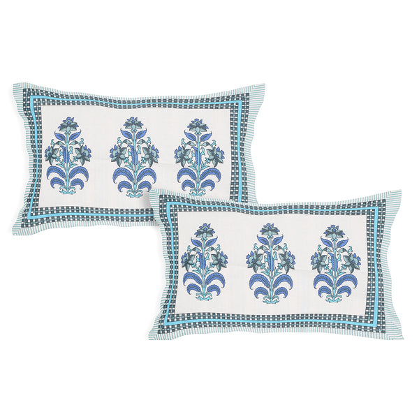 Sanganeri Hand Block Printed  Cotton Bedsheet with 2 Pillow Covers.