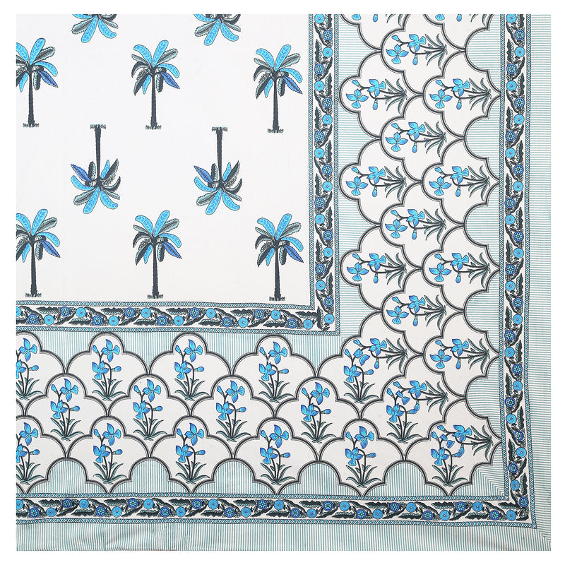 Sanganeri  Printed  Pure Cotton Bedsheet with 2 Pillow Covers.