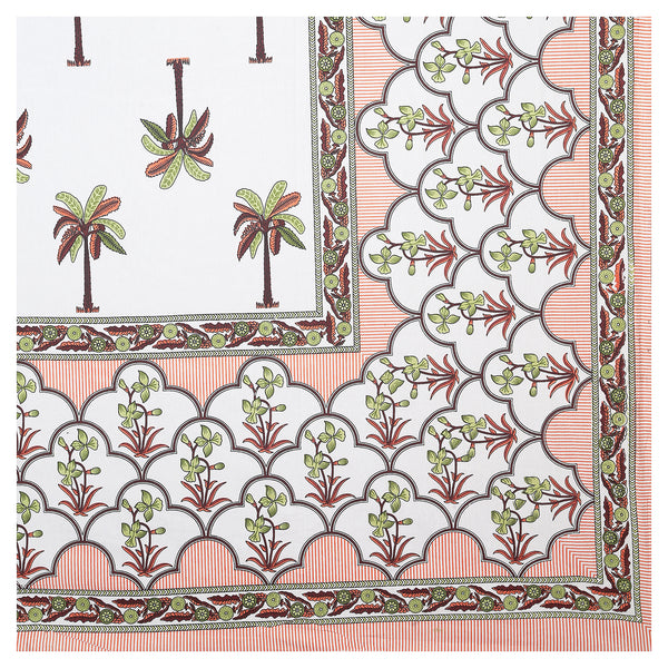 Sanganeri  Hand block Printed  Pure Cotton Bedsheet with 2 Pillow Covers.