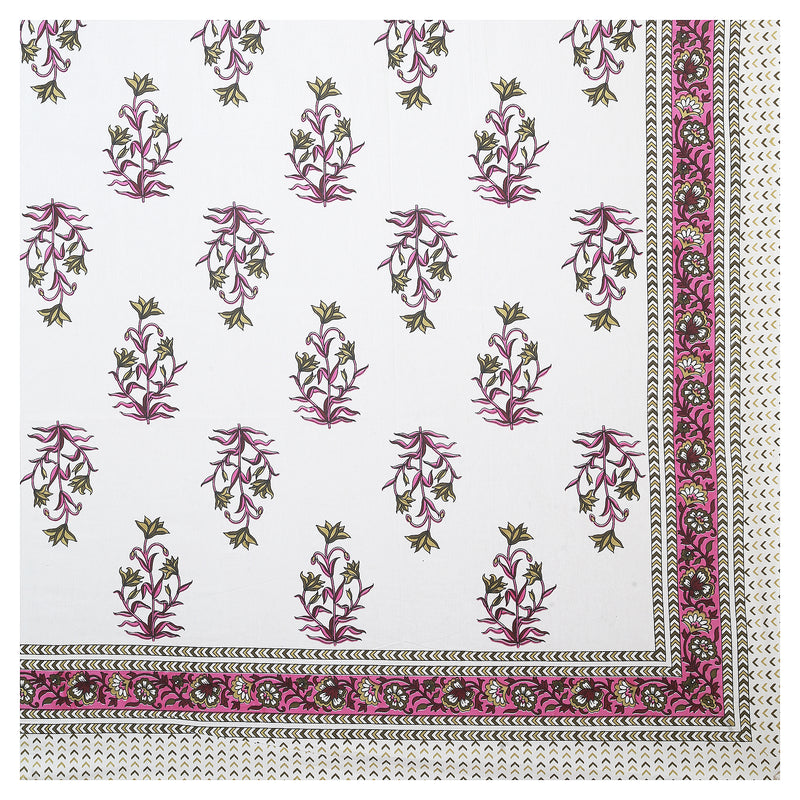 Sanganeri Ethnic Bedsheet  print, likely made of 100% cotton With Two Plow Covers.