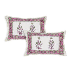 Sanganeri Ethnic Bedsheet  print, likely made of 100% cotton With Two Plow Covers.