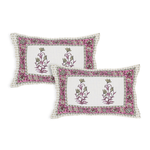 Sanganeri Ethnic Bedsheet  print, likely made of 100% cotton With Two Plow Covers.